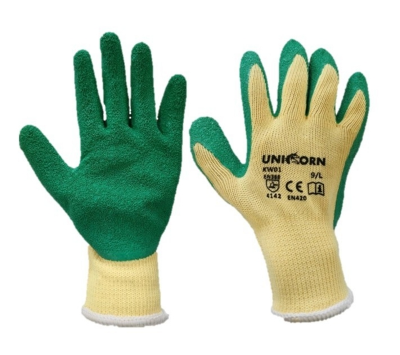 ถุงมือผ้าเคลือบยาง 300B สีเขียว 