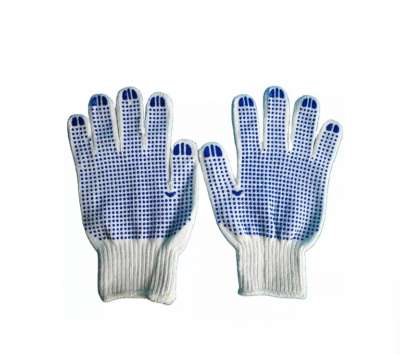 ถุงมือผ้าทักทอเสริมจุดพีวีซี (PVC) 0
